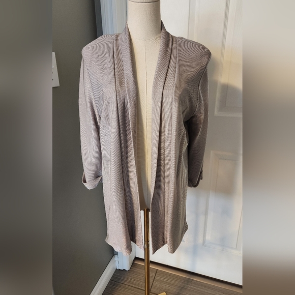 NWOT H&M Grey Taupe Shimmering open front jacket - Size Small - Picture 3 of 9